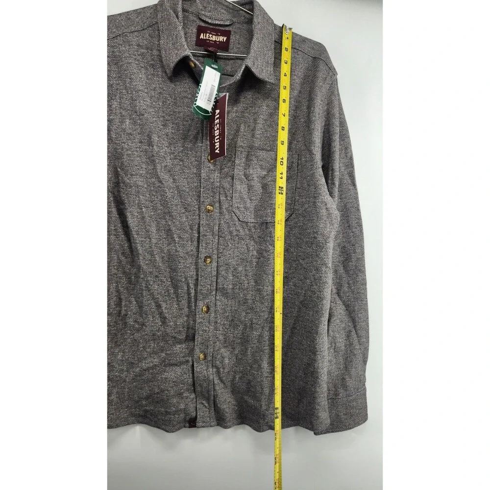 Alesbury Men's Grey Medium Mountain‎ Knit Flannel Long Sleeve Shirt NWT